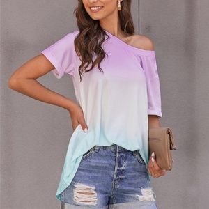 boho ombre tie dye cozy lilac short sleeve top